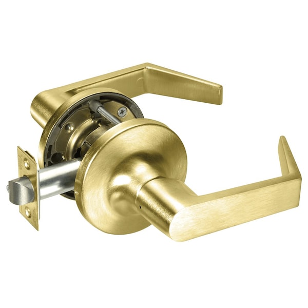 Yale Grade 1 Passage/Closet Latch Cylindrical Lock, Augusta Lever, Non-Keyed, Stn Brss Fnsh, Non-handed AU5401LN 606 - main